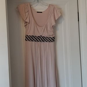 Light pink short dress with grey empire detail